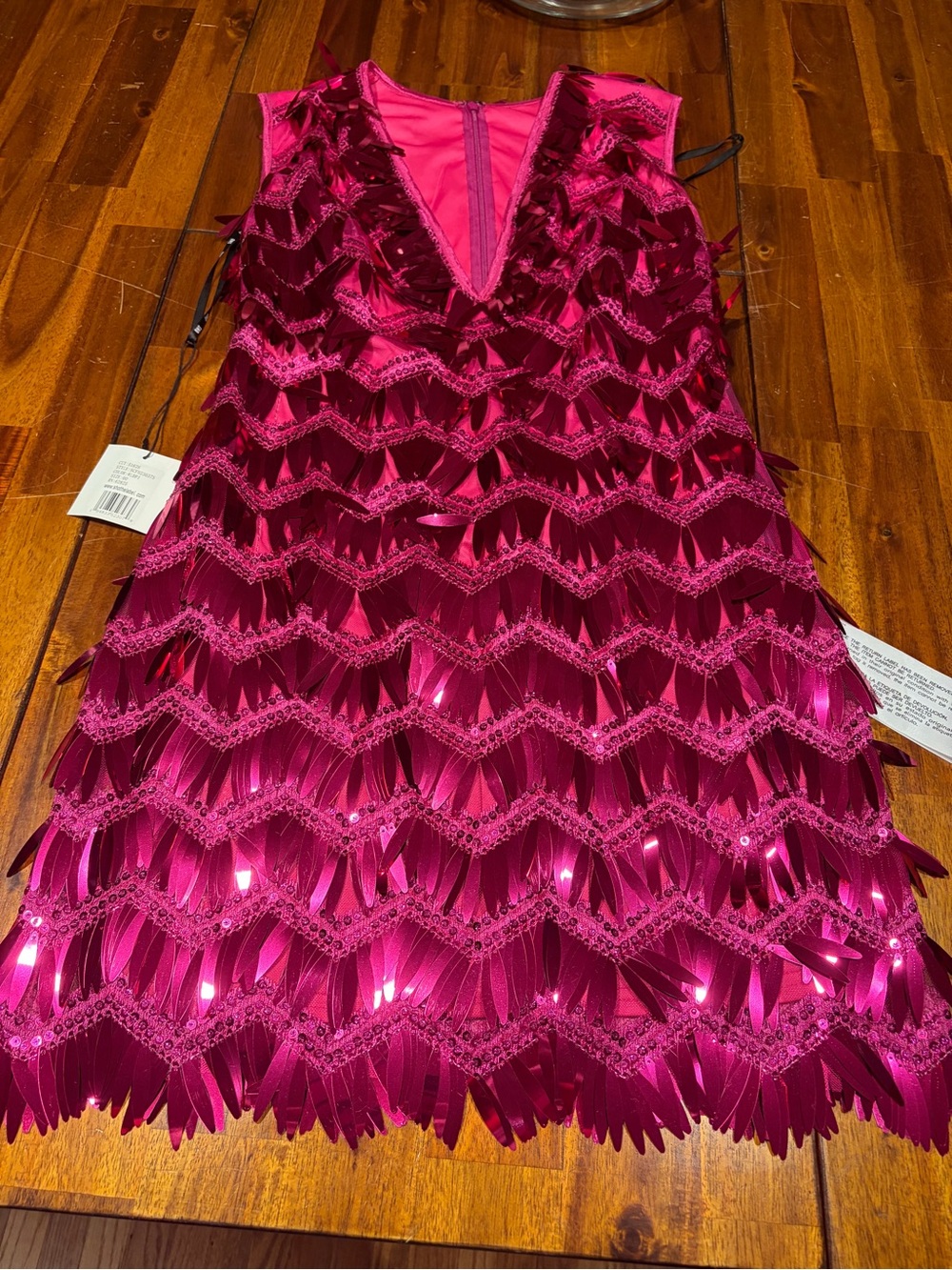 Pink Sequin Fringe Party Dress